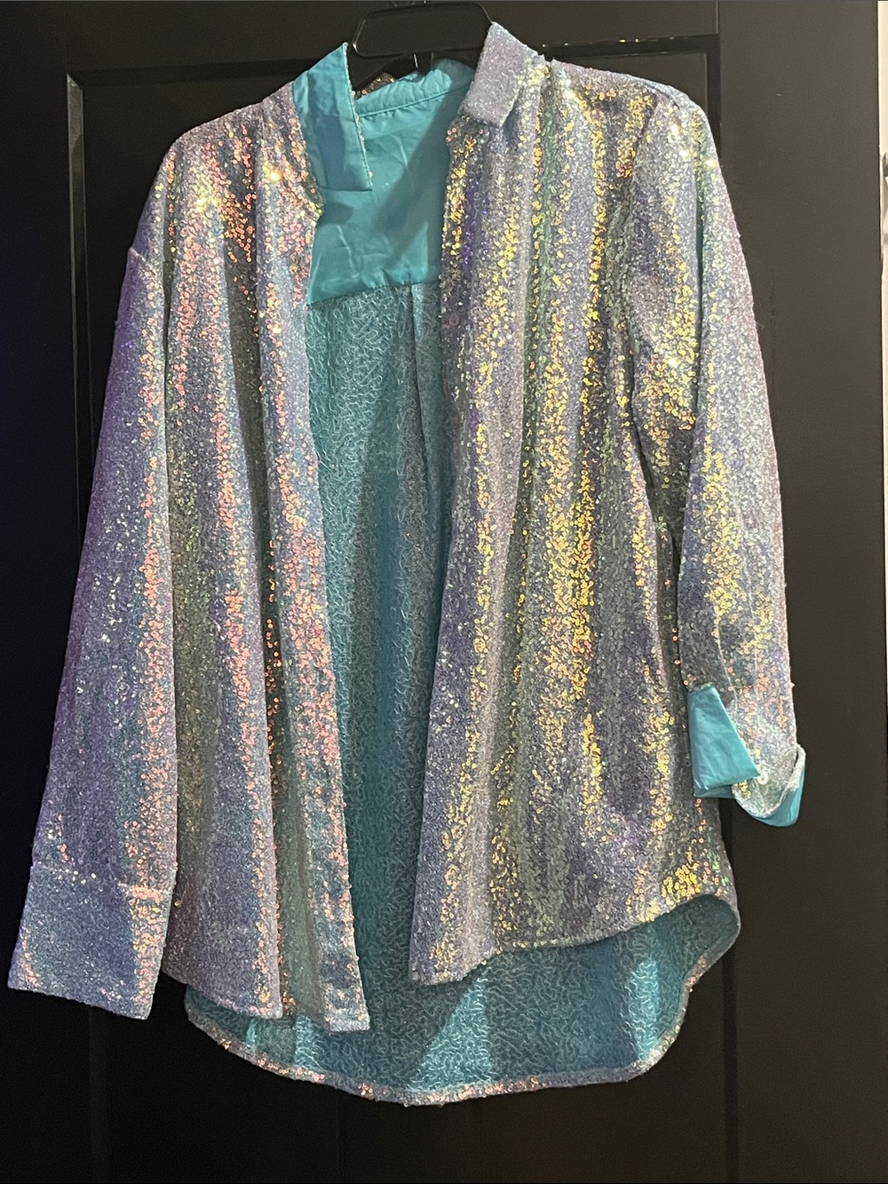 Sparkling Iridescent Sequin Jacket - Blue
